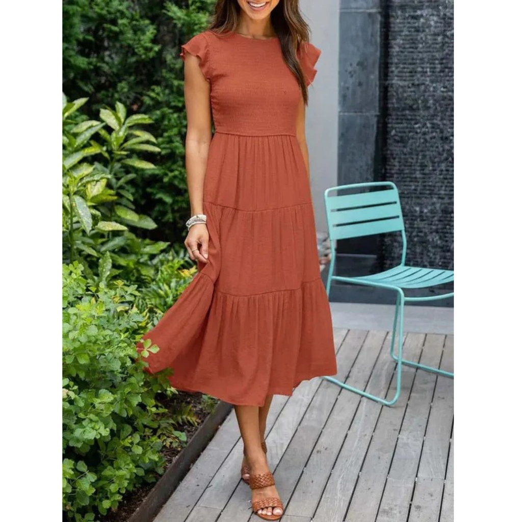 Svea | Damen Stilvolles Midikleid Mit Volants