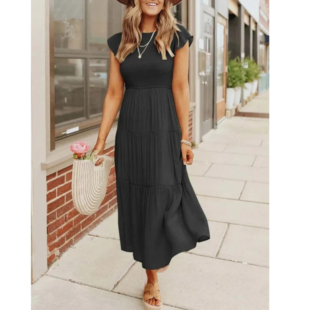 Svea | Damen Stilvolles Midikleid Mit Volants