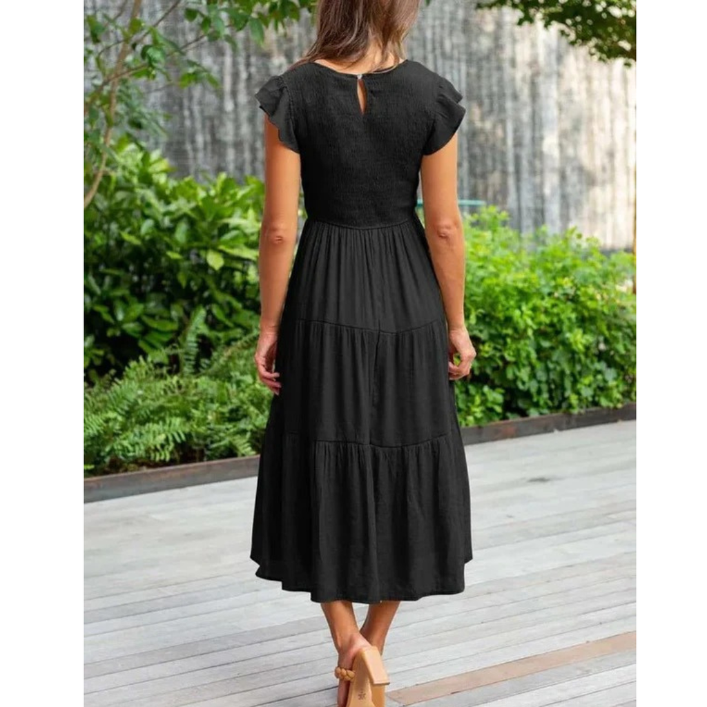 Svea | Damen Stilvolles Midikleid Mit Volants