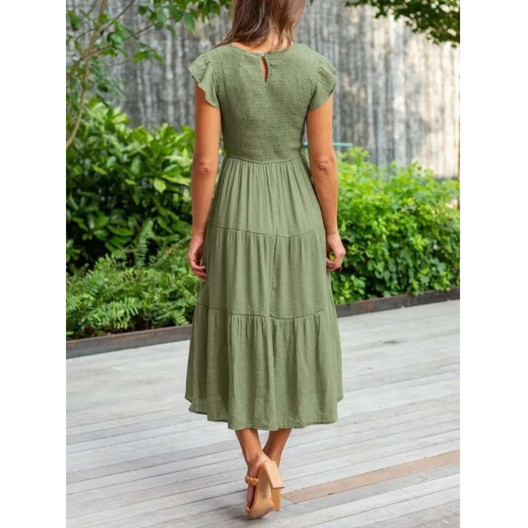 Svea | Damen Stilvolles Midikleid Mit Volants