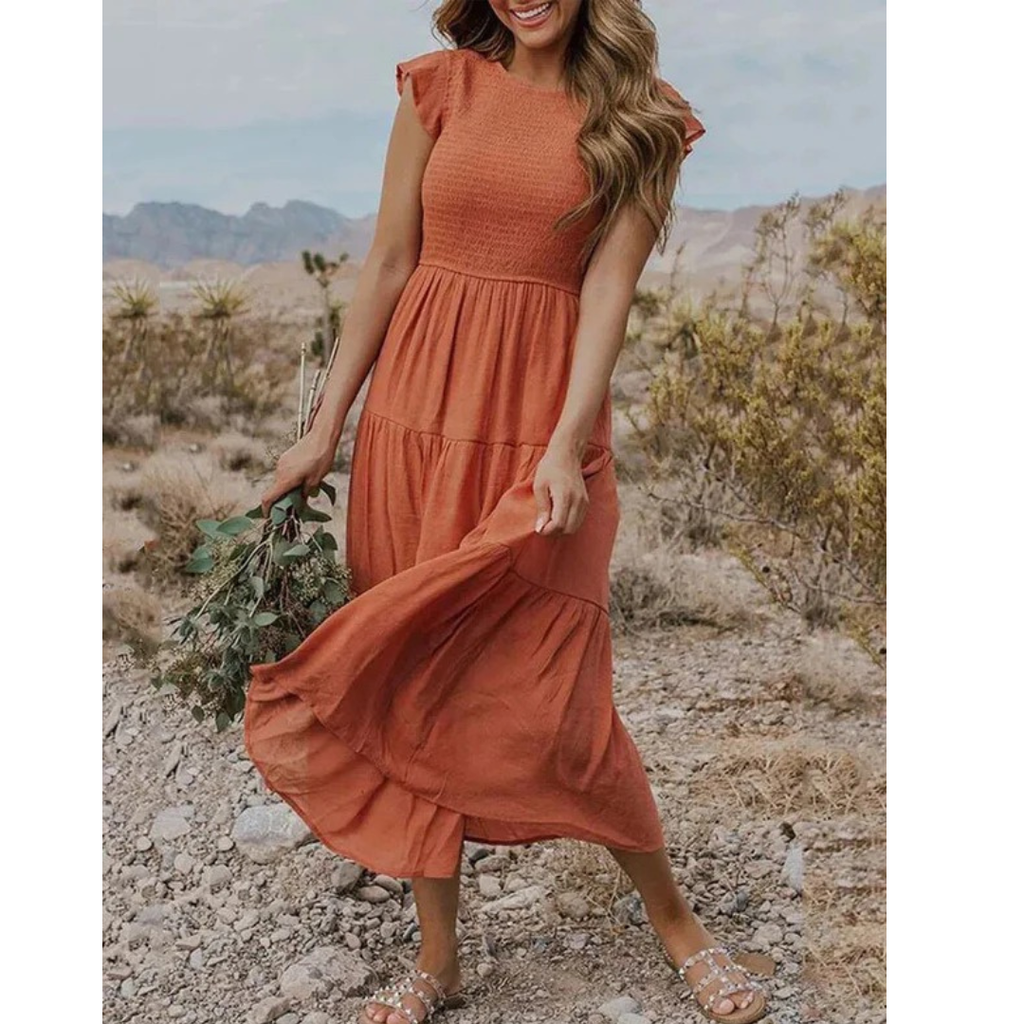 Svea | Damen Stilvolles Midikleid Mit Volants