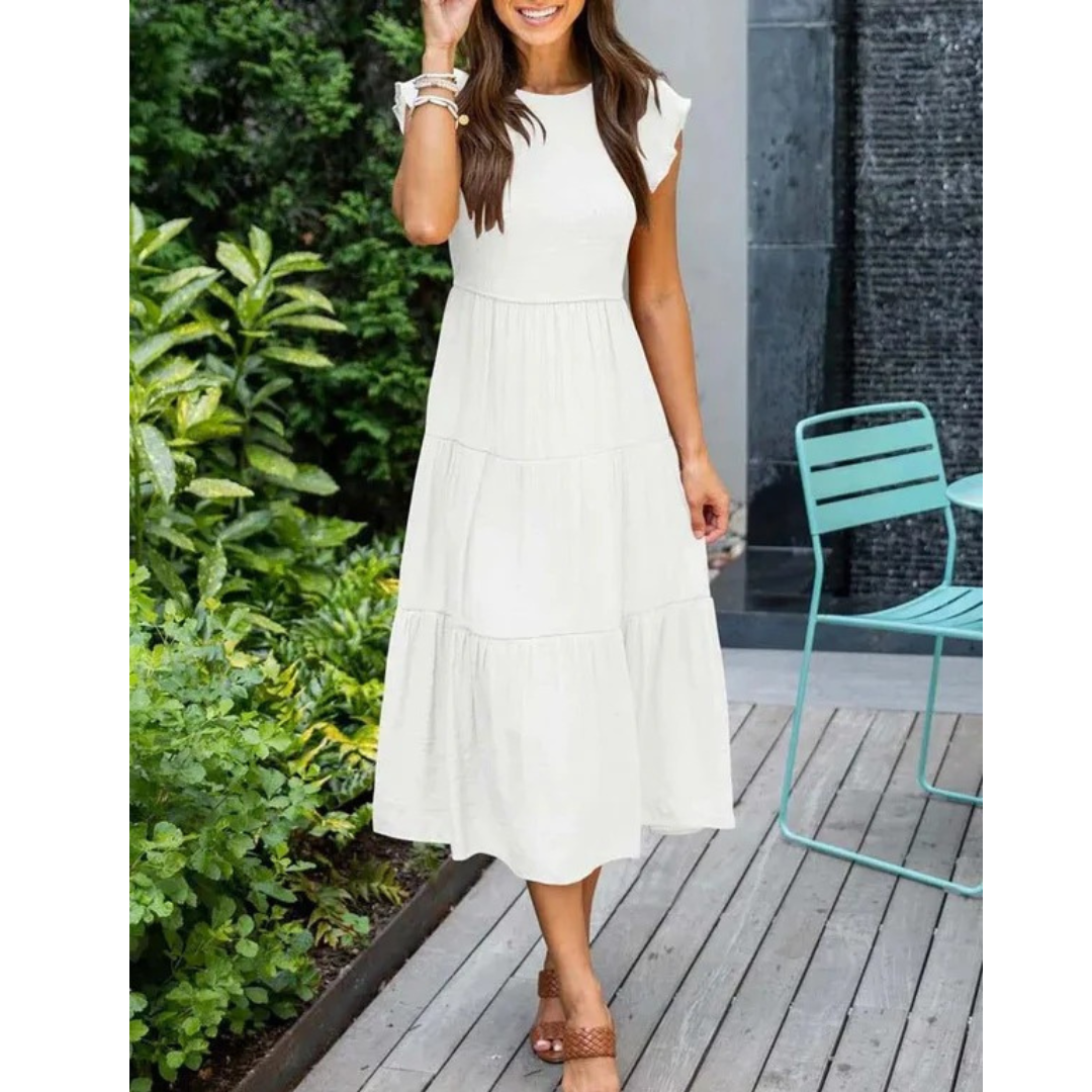 Svea | Damen Stilvolles Midikleid Mit Volants