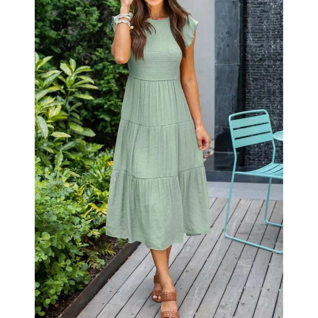 Svea | Damen Stilvolles Midikleid Mit Volants