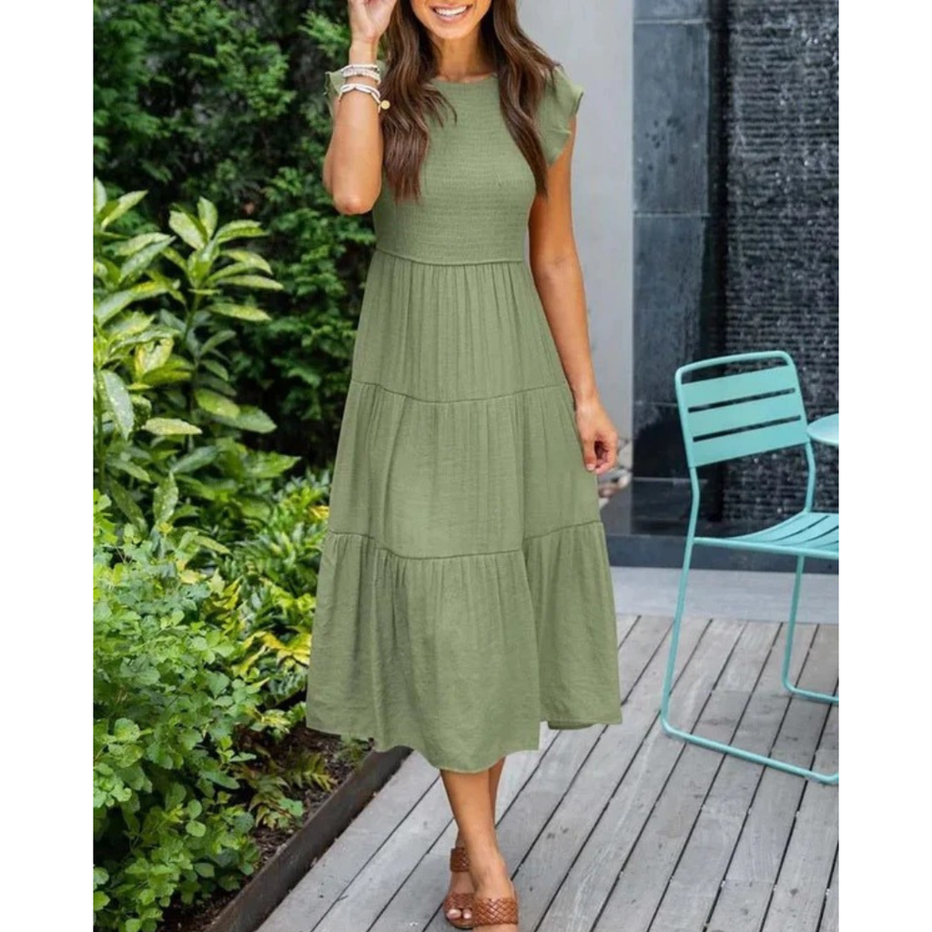 Svea | Damen Stilvolles Midikleid Mit Volants