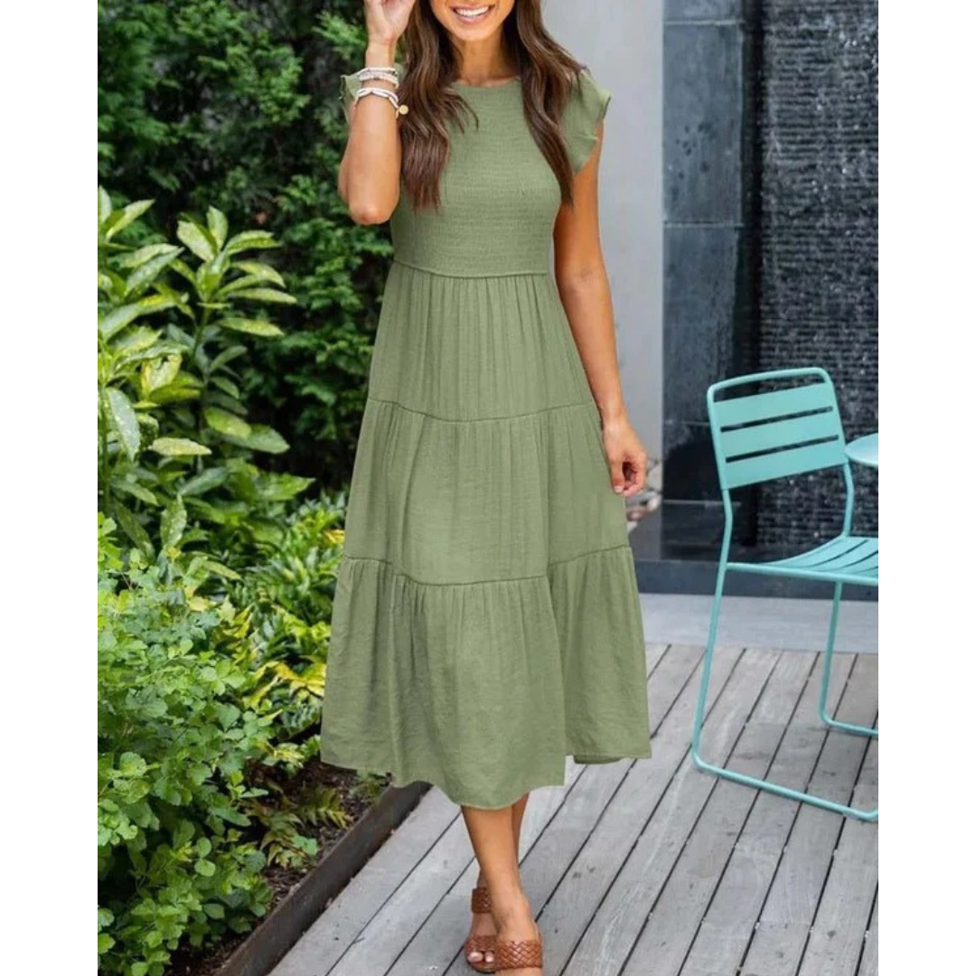 Svea | Damen Stilvolles Midikleid Mit Volants