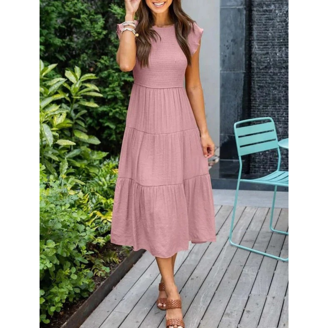 Svea | Damen Stilvolles Midikleid Mit Volants