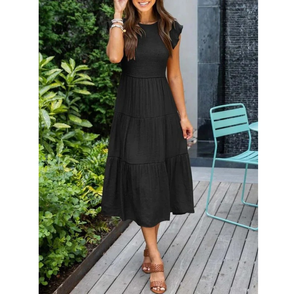 Svea | Damen Stilvolles Midikleid Mit Volants