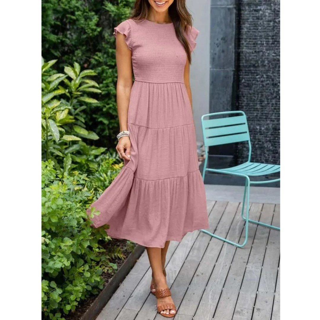 Svea | Damen Stilvolles Midikleid Mit Volants
