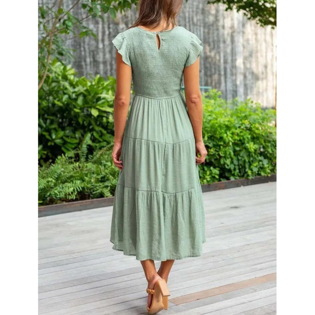 Svea | Damen Stilvolles Midikleid Mit Volants