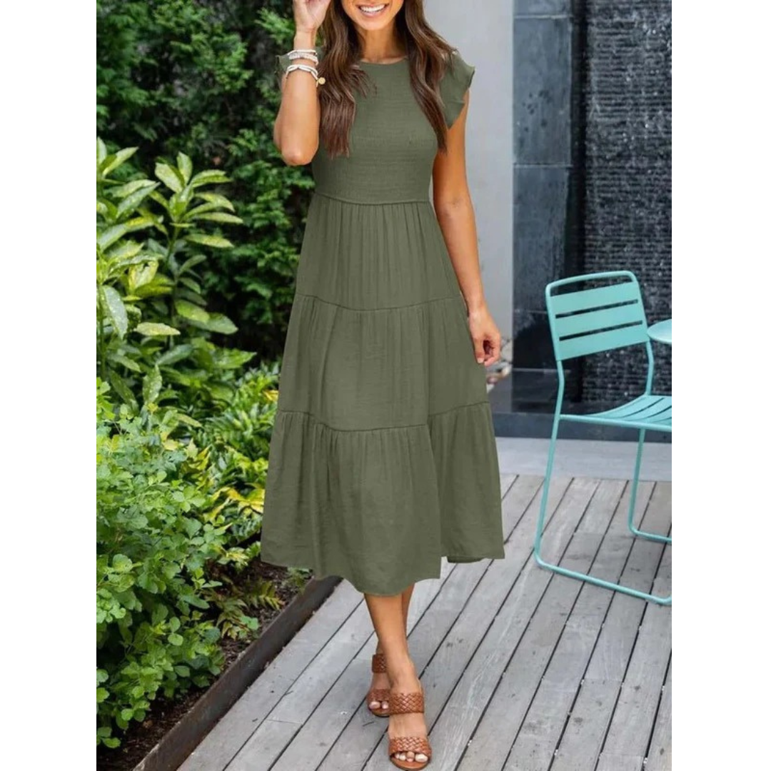 Svea | Damen Stilvolles Midikleid Mit Volants