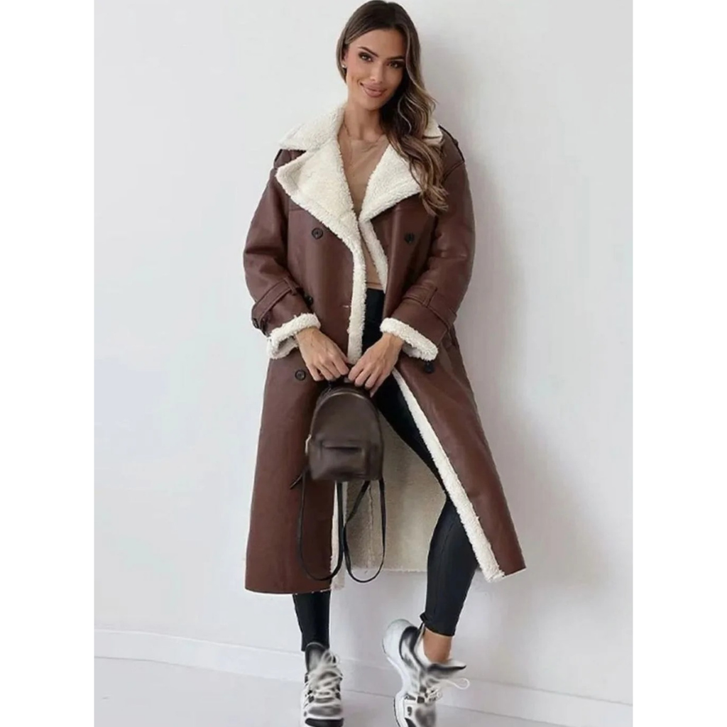 Svenja | Damen Winterjacke Mit Groß Kragen, Knöpfen Und Langem Schnitt