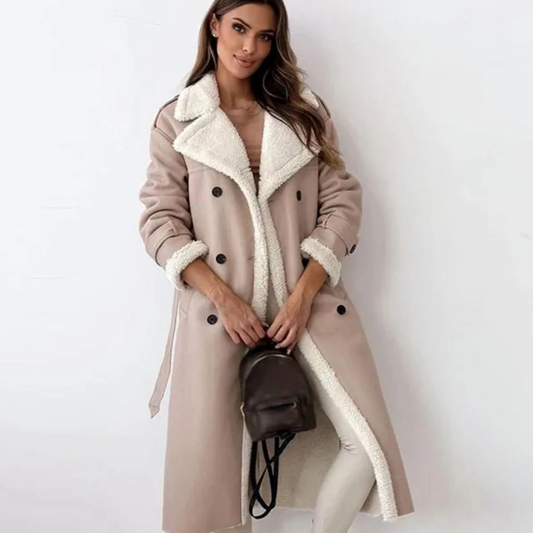 Svenja | Damen Winterjacke Mit Groß Kragen, Knöpfen Und Langem Schnitt
