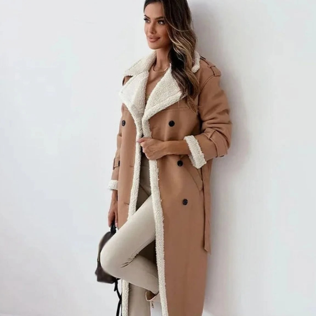 Svenja | Damen Winterjacke Mit Groß Kragen, Knöpfen Und Langem Schnitt