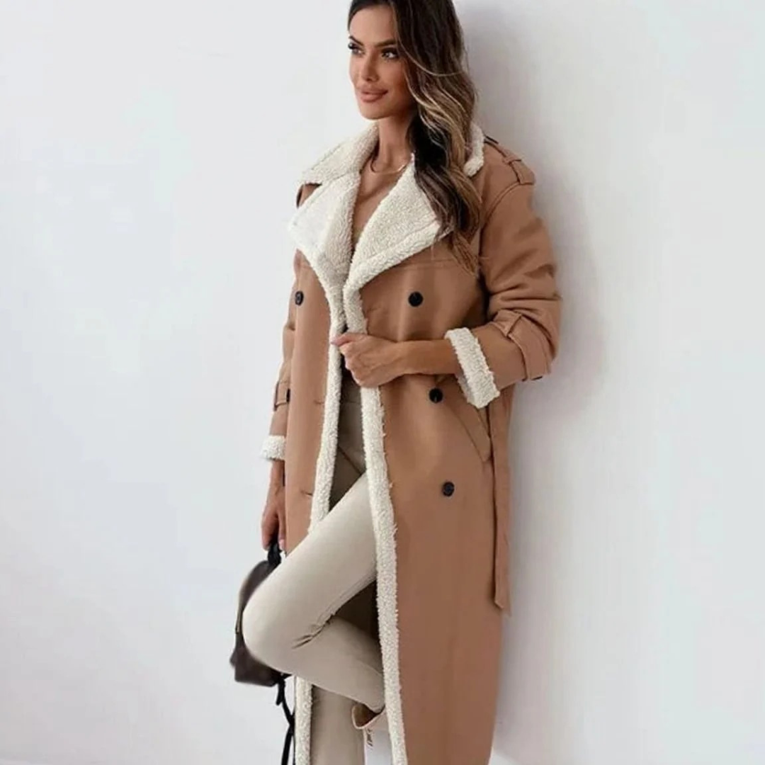 Svenja | Damen Winterjacke Mit Groß Kragen, Knöpfen Und Langem Schnitt