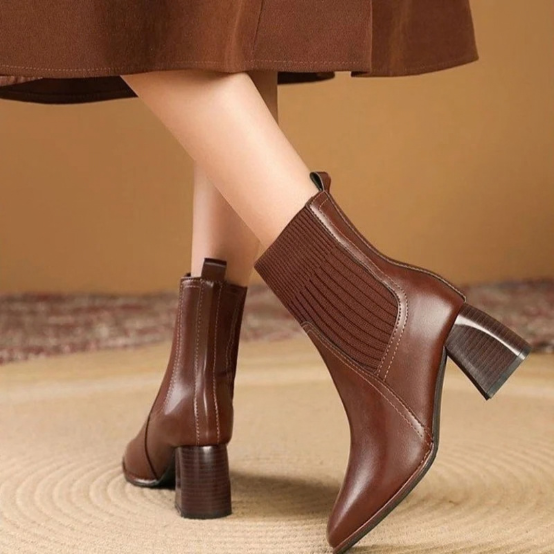 Sybille | Damen Orthopädische Stiefeletten mit Strick und Absatz