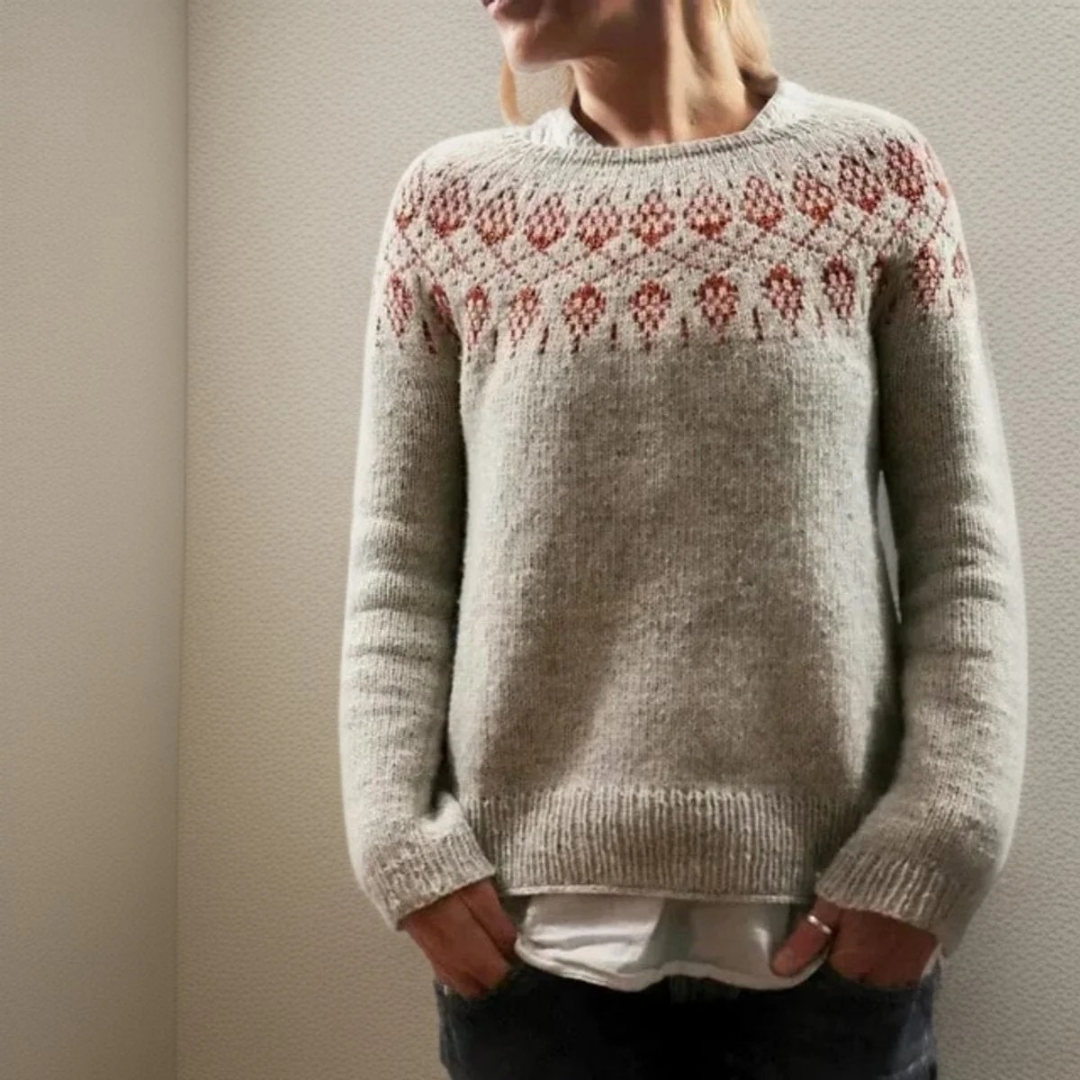 Tabea | Damen Grau Pullover mit Muster