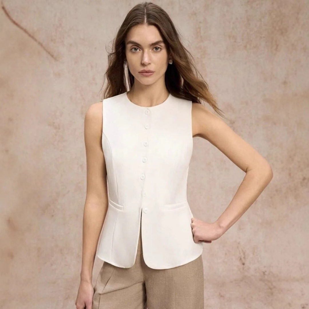 Tabea | Damen Weste Mit Knöpfen Und Schmalem Design