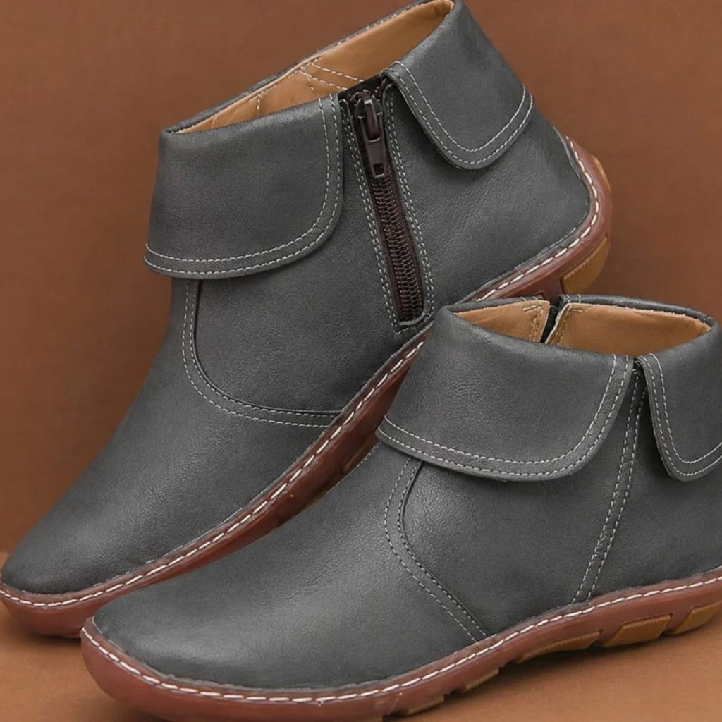Talin | Damen Orthopädische Stiefeletten mit Reißverschluss und flacher Sohle