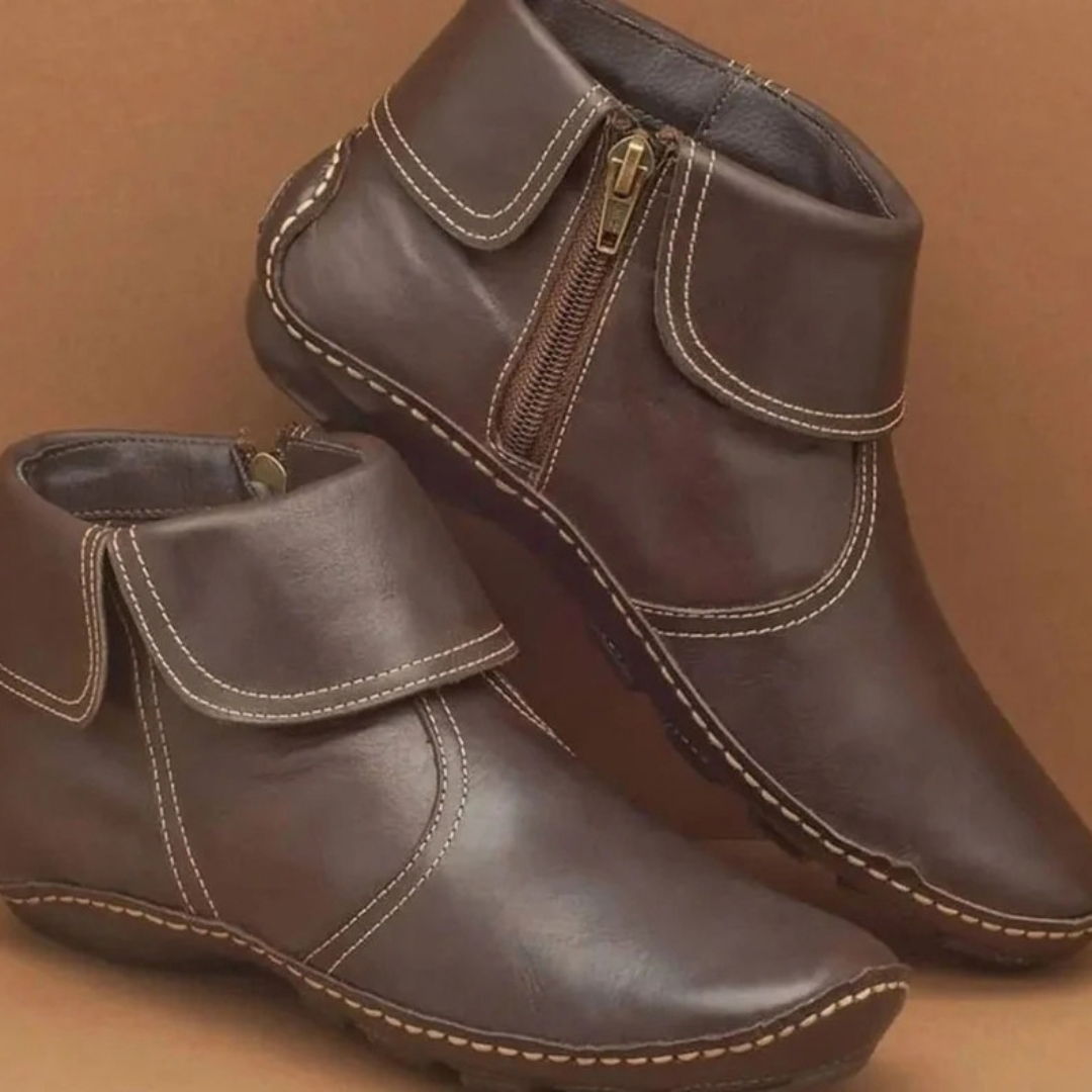 Talin | Damen Orthopädische Stiefeletten mit Reißverschluss und flacher Sohle