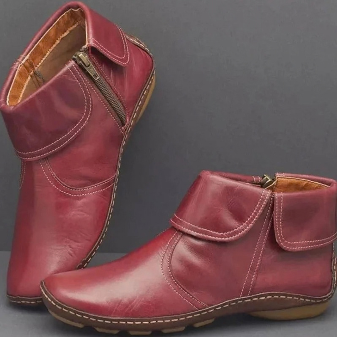 Talin | Damen Orthopädische Stiefeletten mit Reißverschluss und flacher Sohle