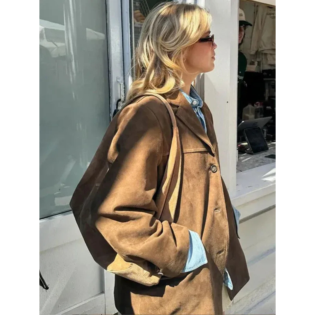 Tanja | Damen Braune Winterjacke mit Kragen