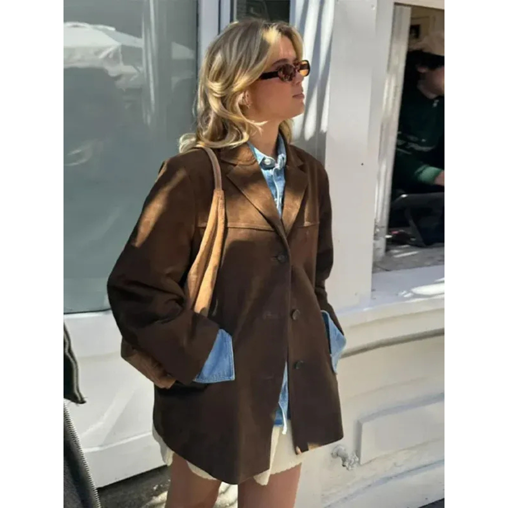 Tanja | Damen Braune Winterjacke mit Kragen
