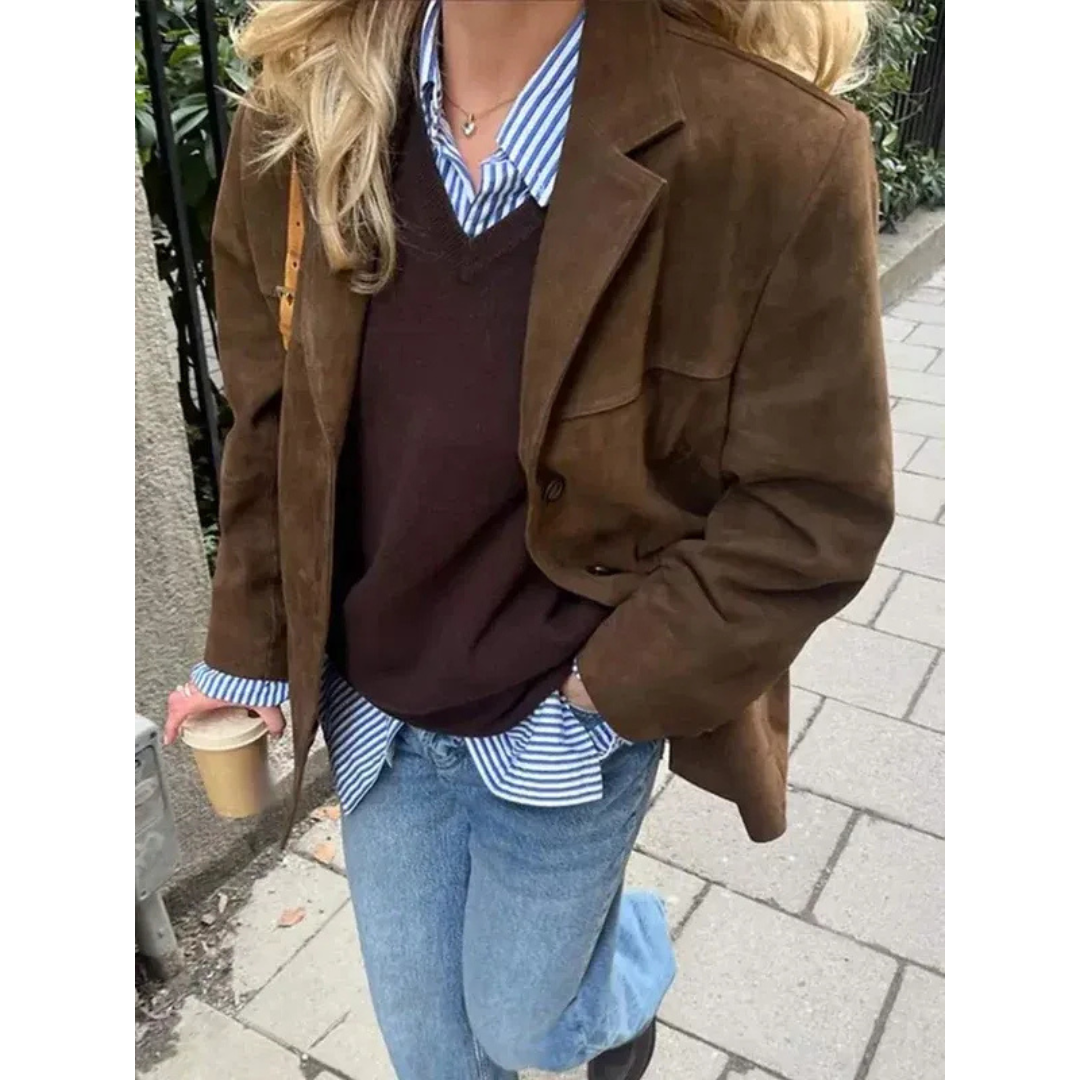 Tanja | Damen Braune Winterjacke mit Kragen