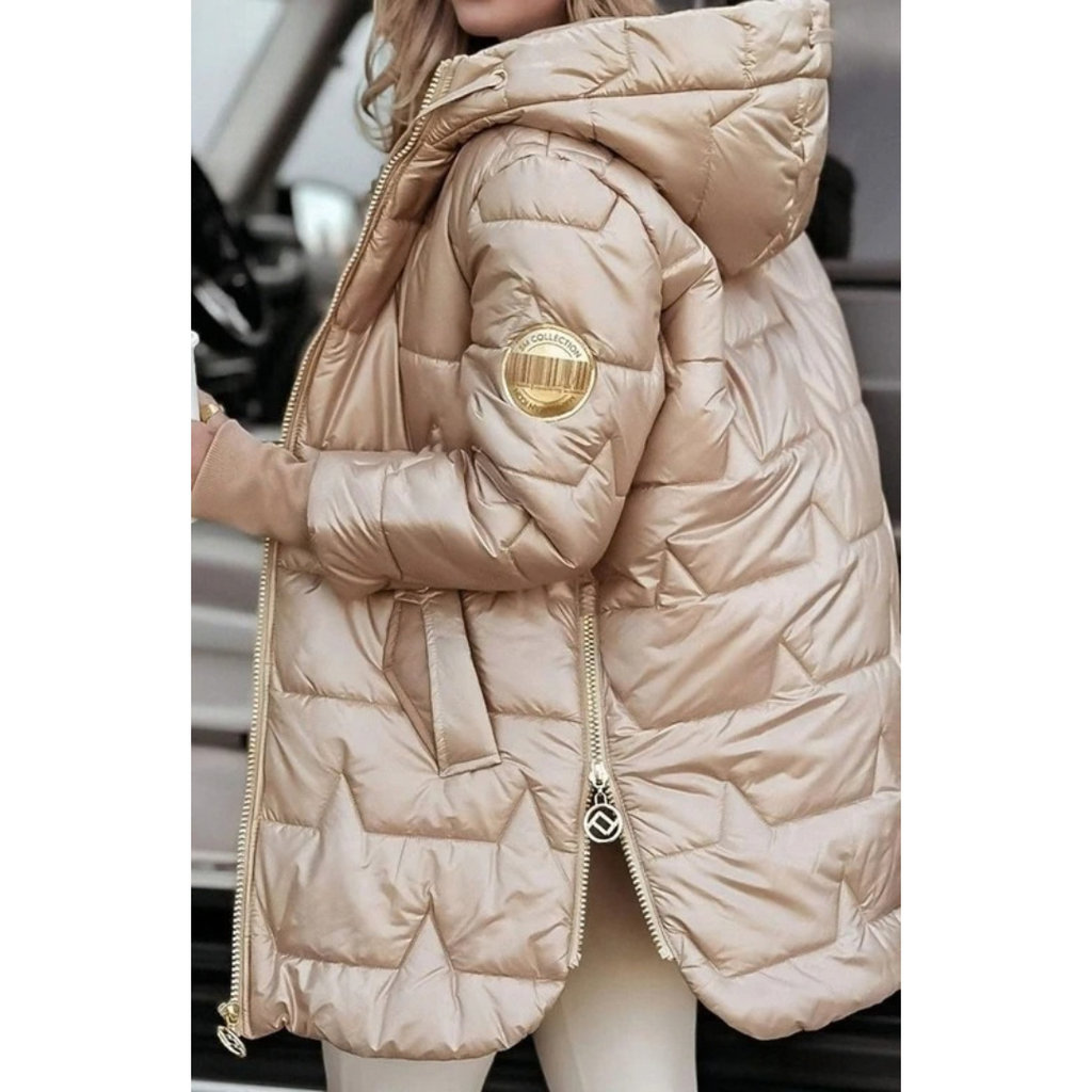 Tanja | Damen Winterjacke mit Kapuze und glänzendem Design