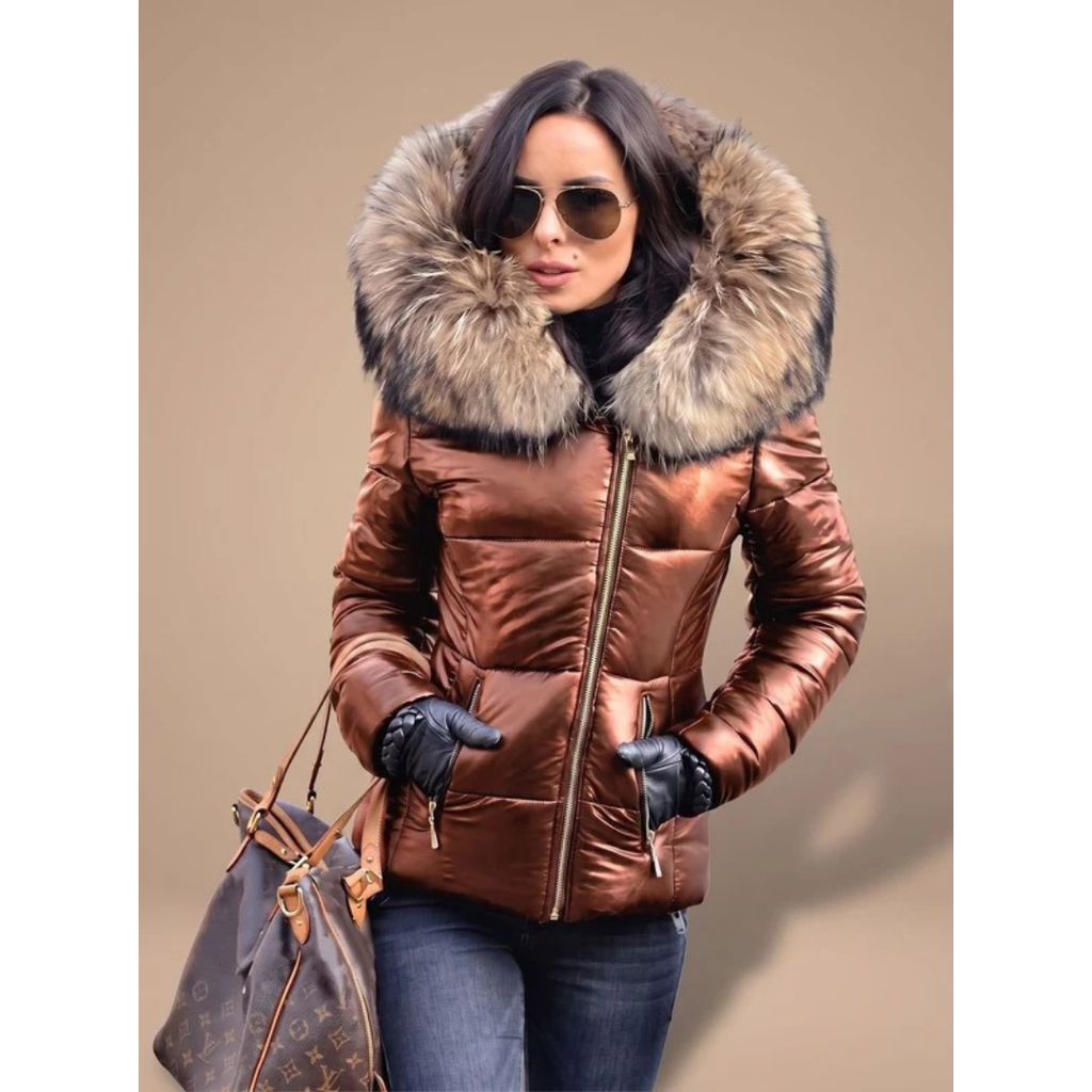 Tatjana | Damen Puffer Winterjacke mit Kapuze und Wärme