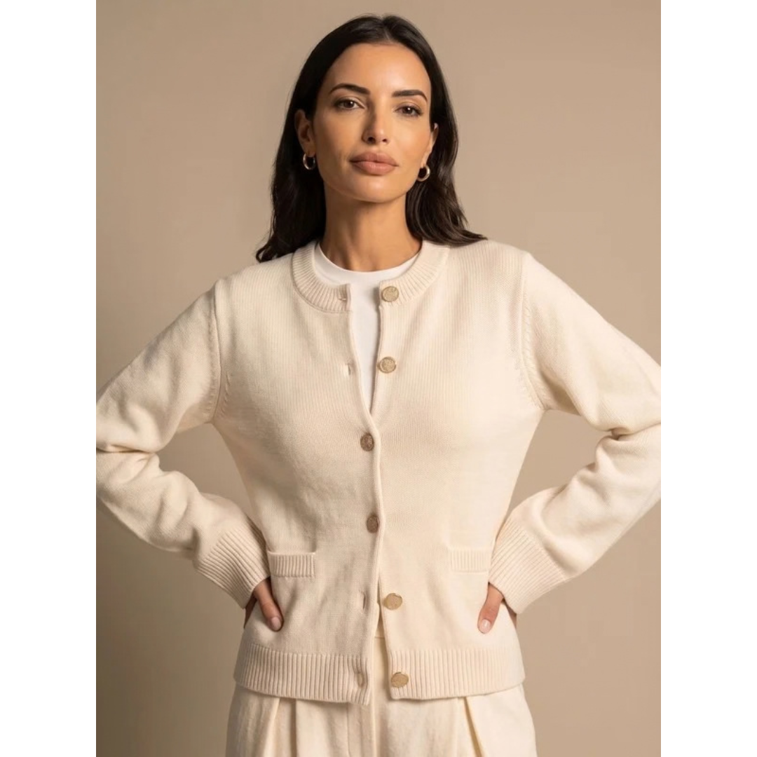 Thea | Damen Strickjacke mit Knöpfen und Taschen