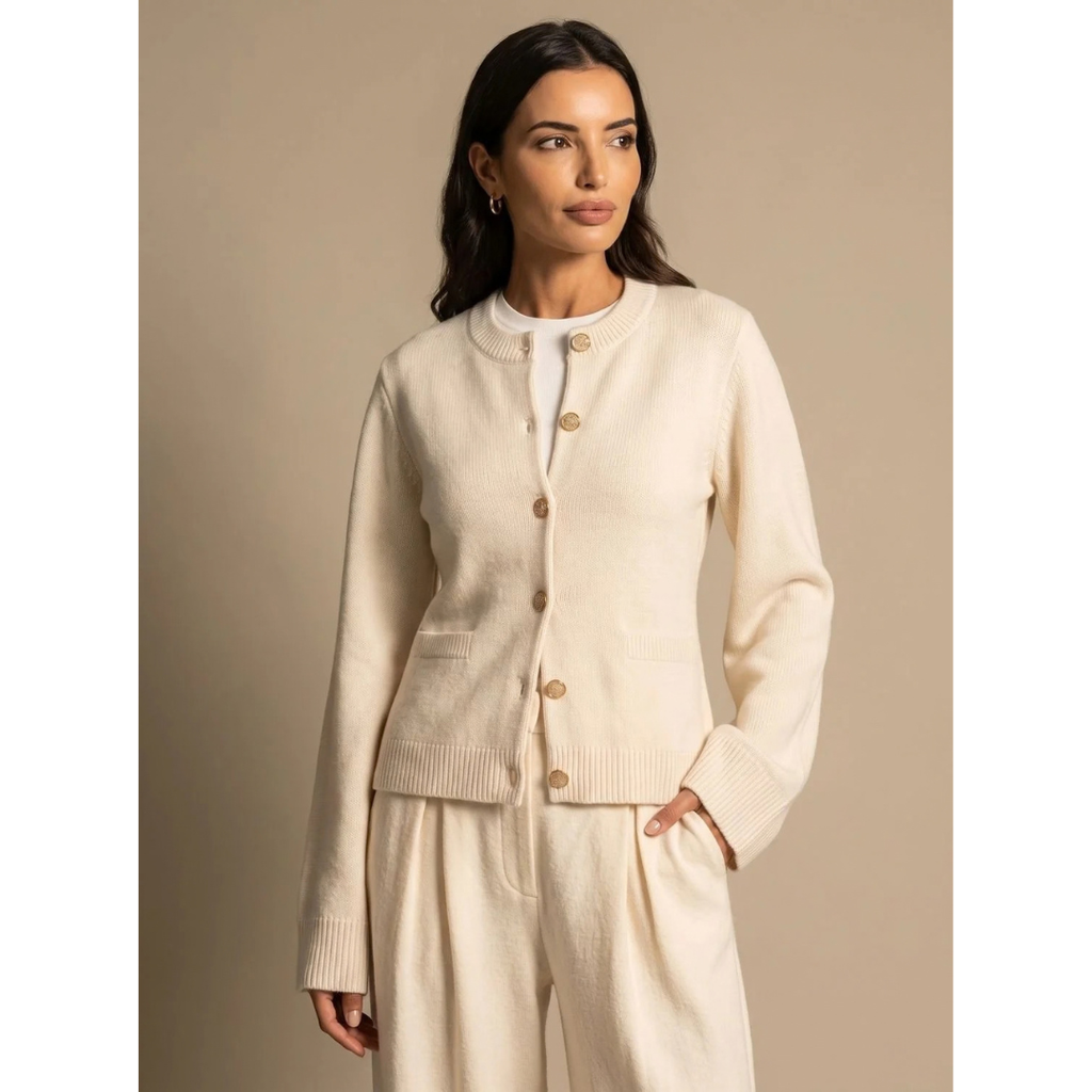 Thea | Damen Strickjacke mit Knöpfen und Taschen