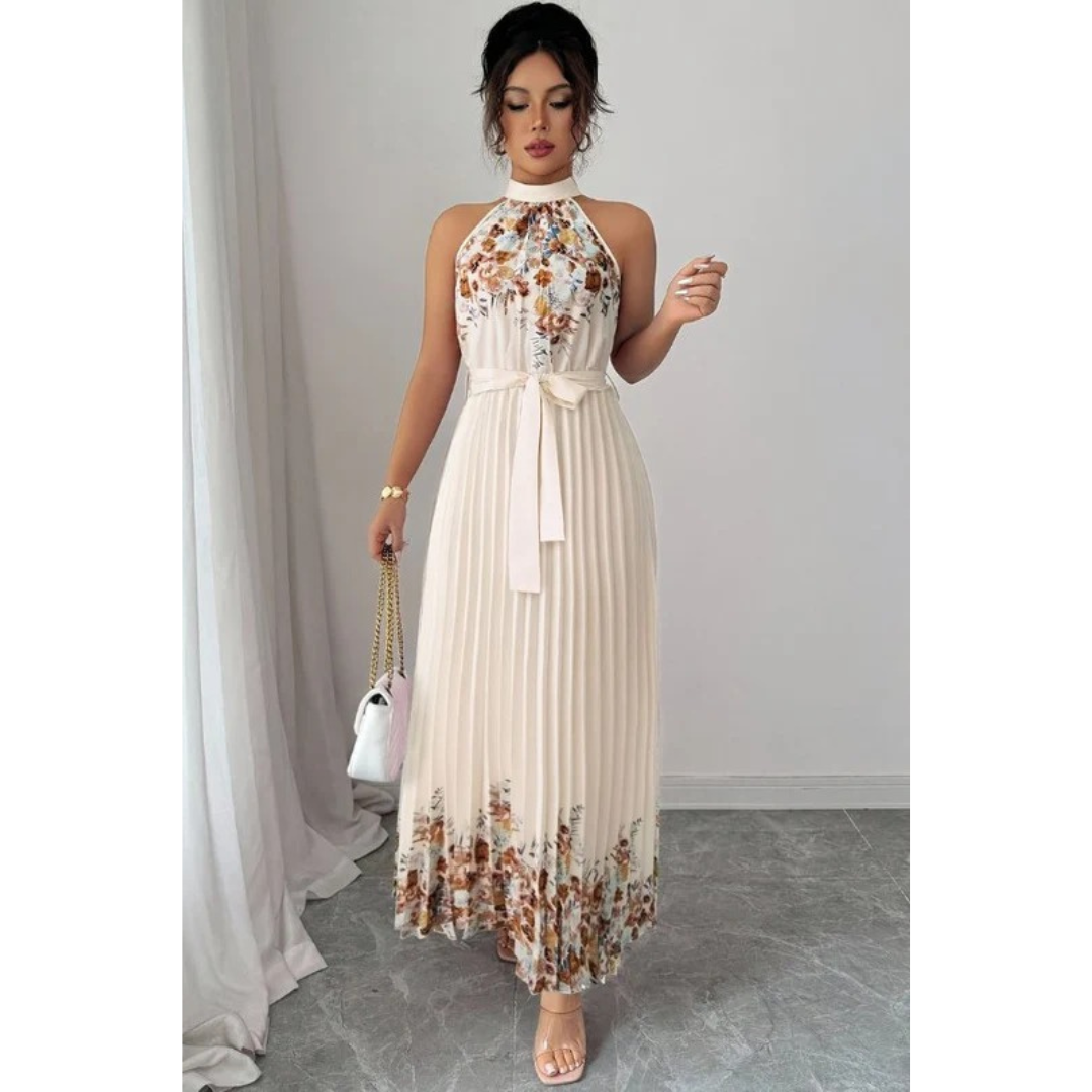 Thekla | Damen Florales Maxikleid mit Plissee