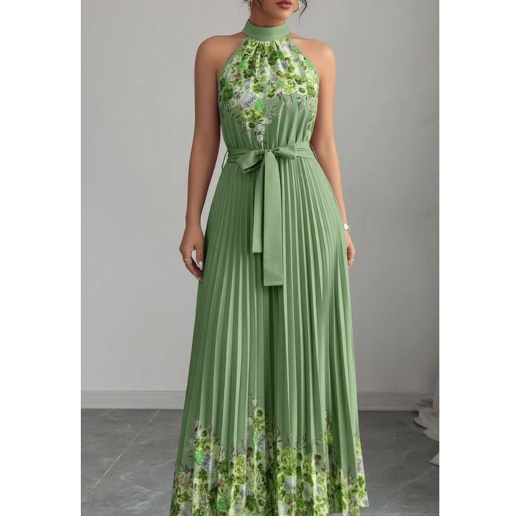Thekla | Damen Florales Maxikleid mit Plissee