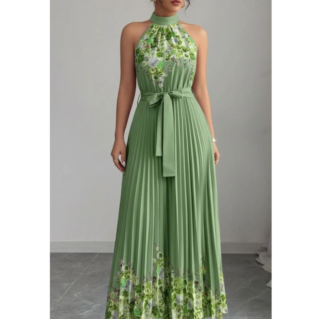 Thekla | Damen Florales Maxikleid mit Plissee