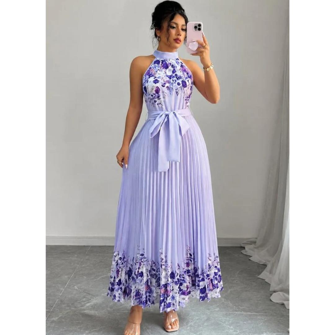 Thekla | Damen Florales Maxikleid mit Plissee