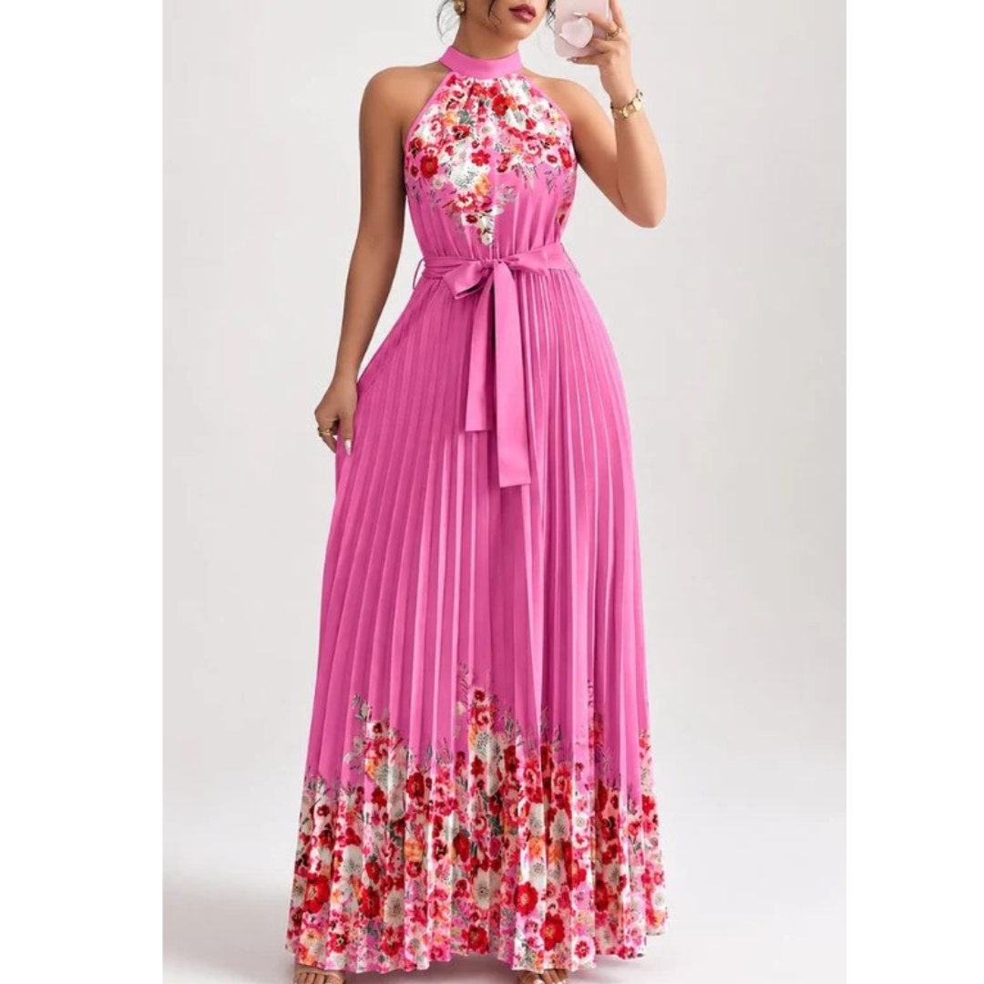 Thekla | Damen Florales Maxikleid mit Plissee