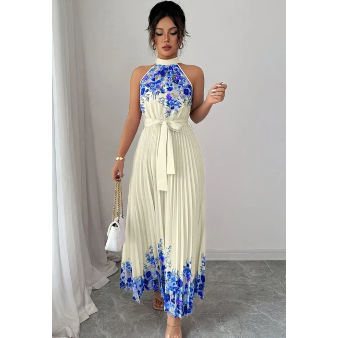 Thekla | Damen Florales Maxikleid mit Plissee