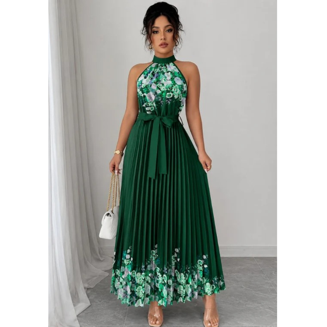 Thekla | Damen Florales Maxikleid mit Plissee