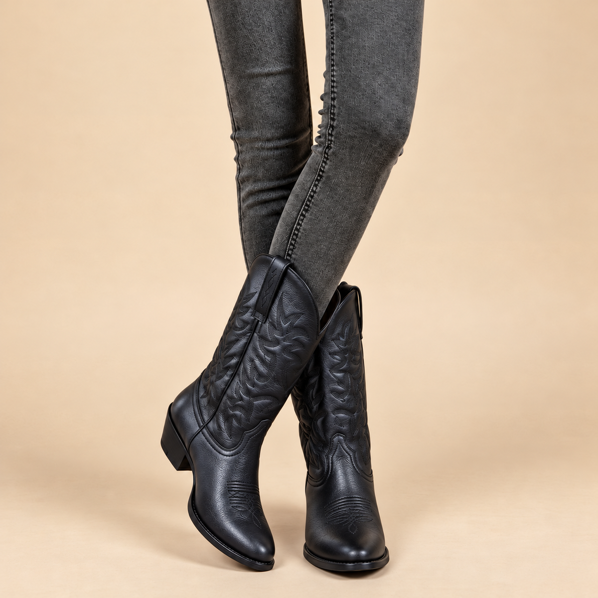 Theresa | Damen Orthopädische Cowboy Stiefel mit Western Stil und Stickerei