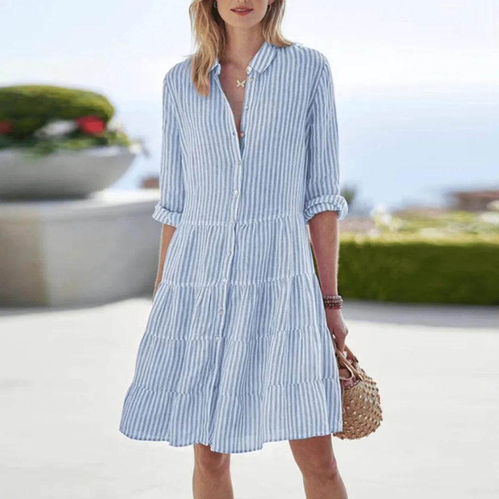 Theresa | Damen Sommerkleid Midi Mit Streifen