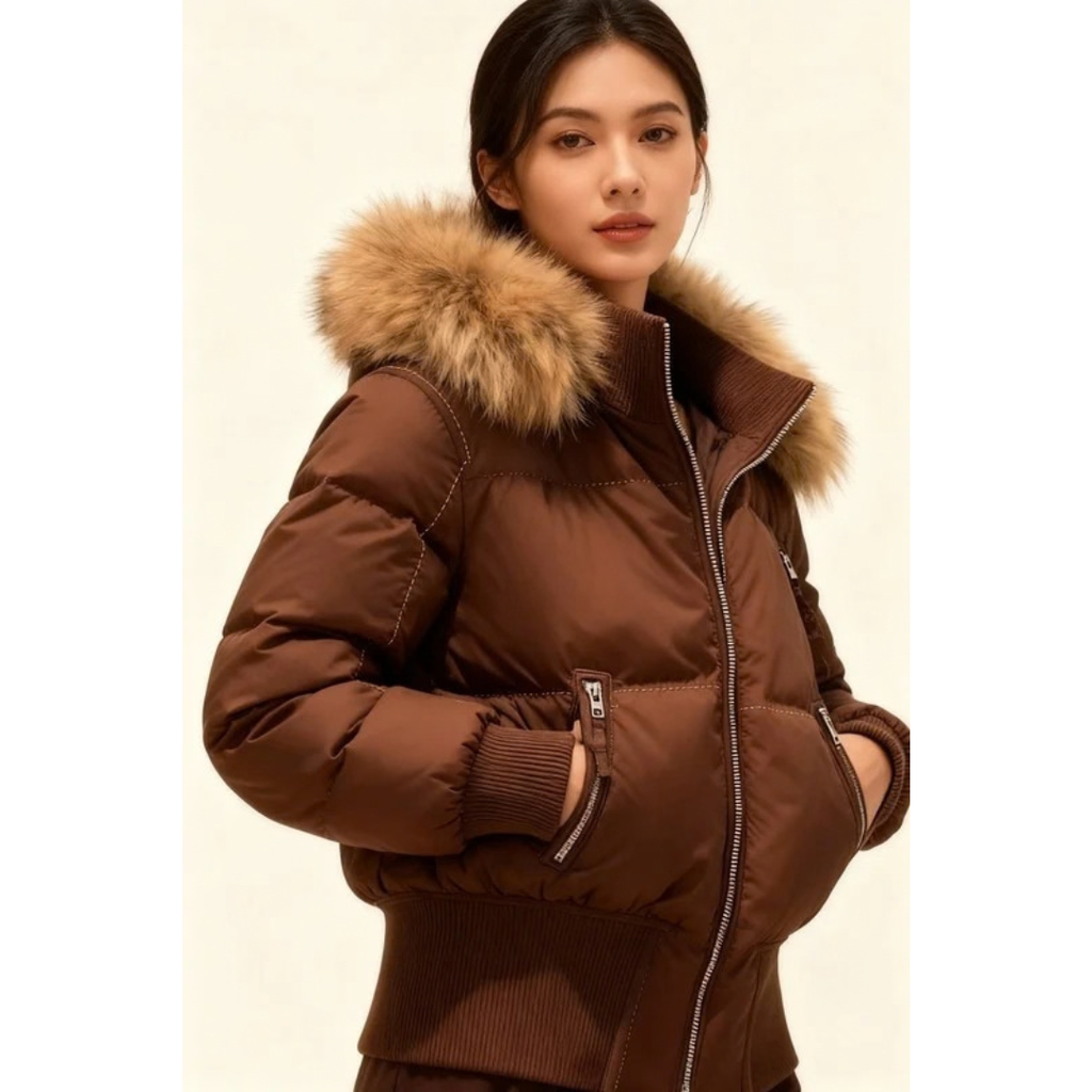 Theresa | Damen Winterjacke mit Kapuze und Reißverschluss