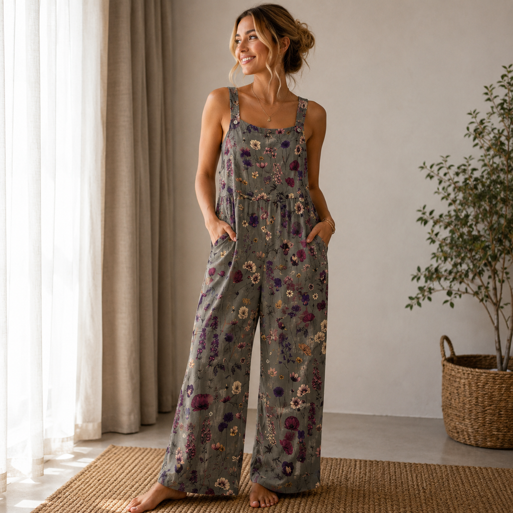 Tilda | Damen Blumen Overall Mit Weitem Bein
