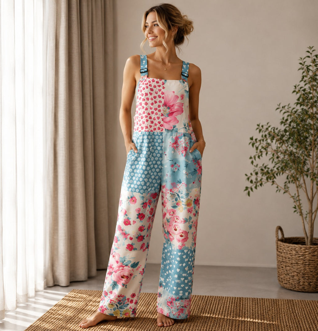 Tilda | Damen Blumen Overall Mit Weitem Bein