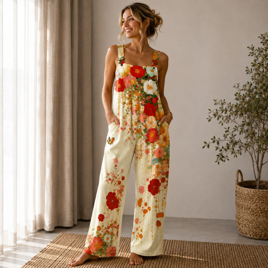Tilda | Damen Blumen Overall Mit Weitem Bein