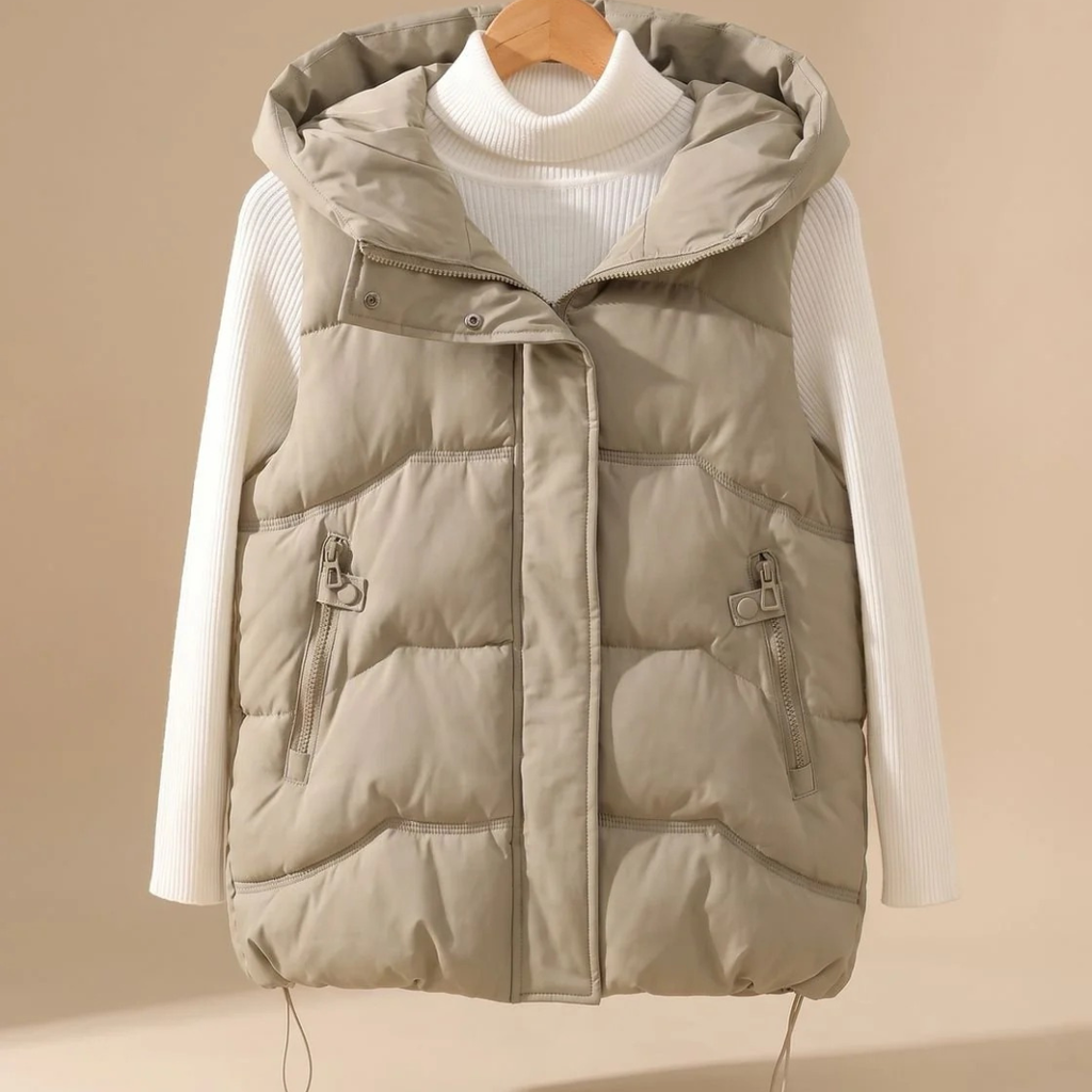 Tilia | Damen Steppweste mit Kapuze, Taschen und Kordelzug