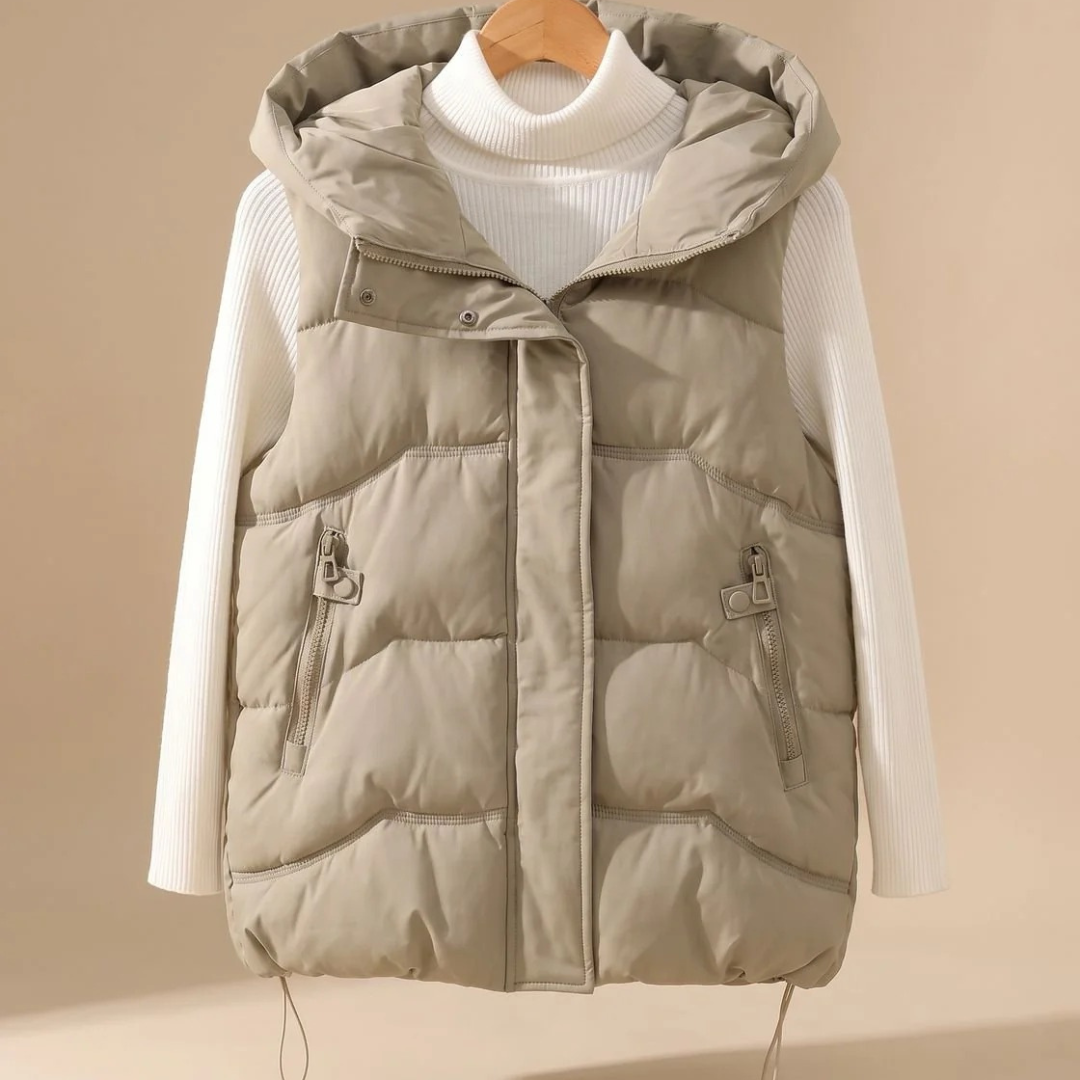 Tilia | Damen Steppweste mit Kapuze, Taschen und Kordelzug
