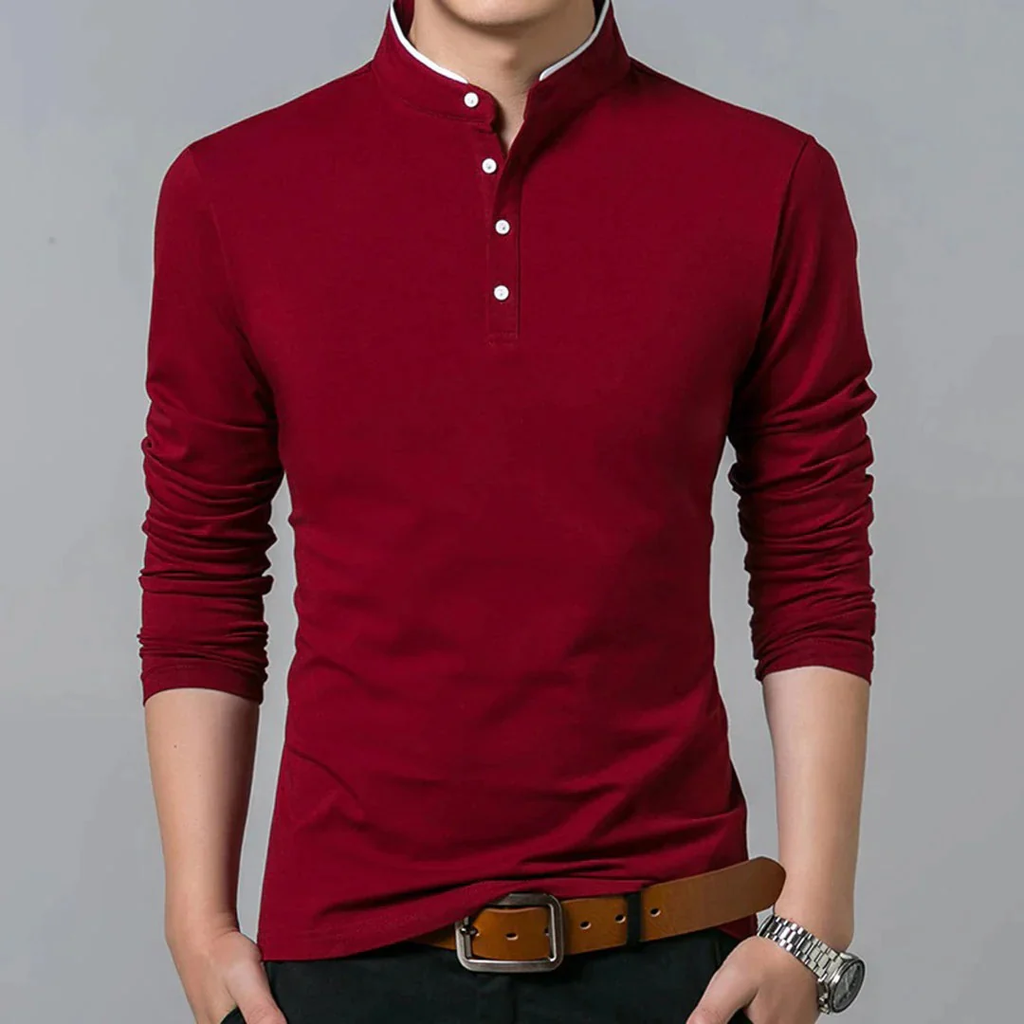 Tobias | Herren Henley Shirt Für Freizeit Schlicht