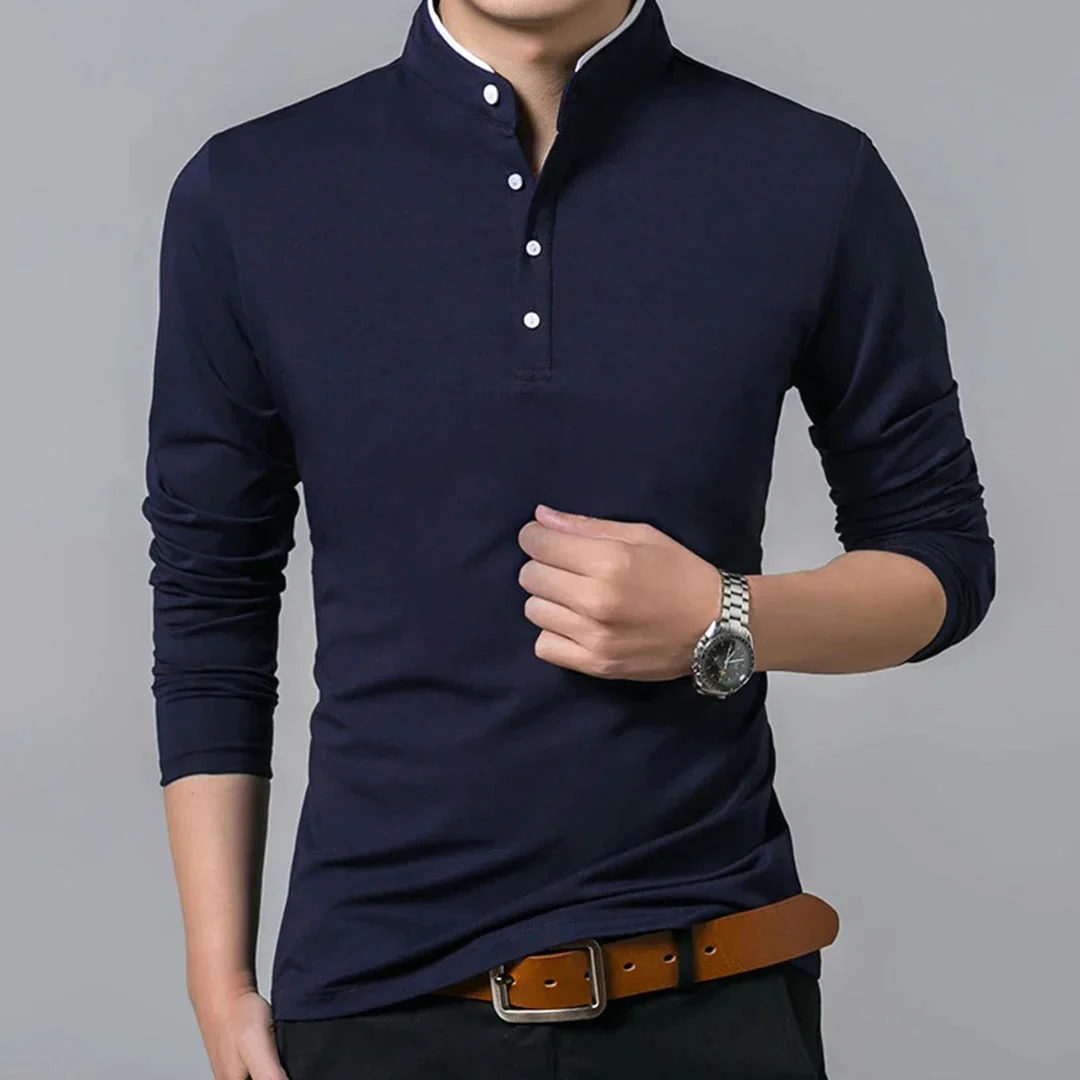 Tobias | Herren Henley Shirt Für Freizeit Schlicht