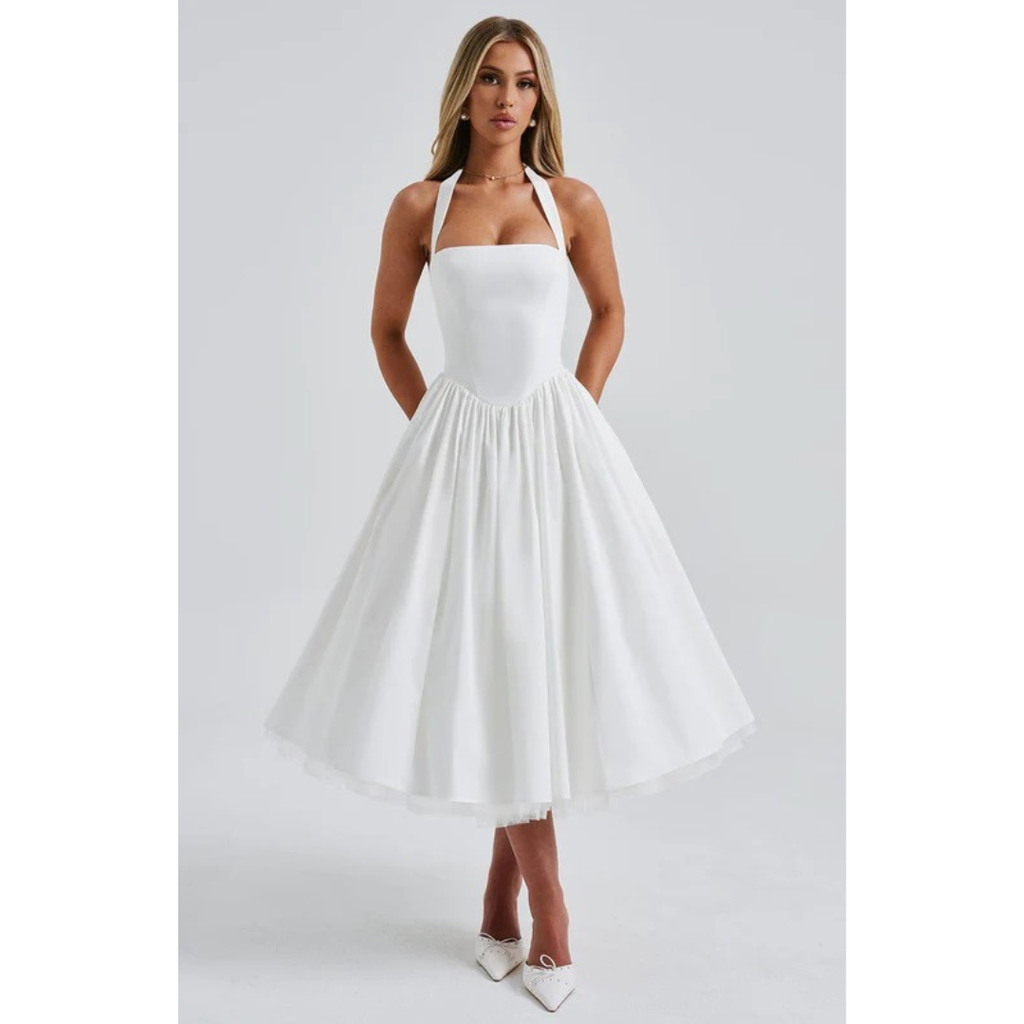 Traudel | Damen Kleid Für Hochzeitsgast In Midi Länge Mit Neckholder