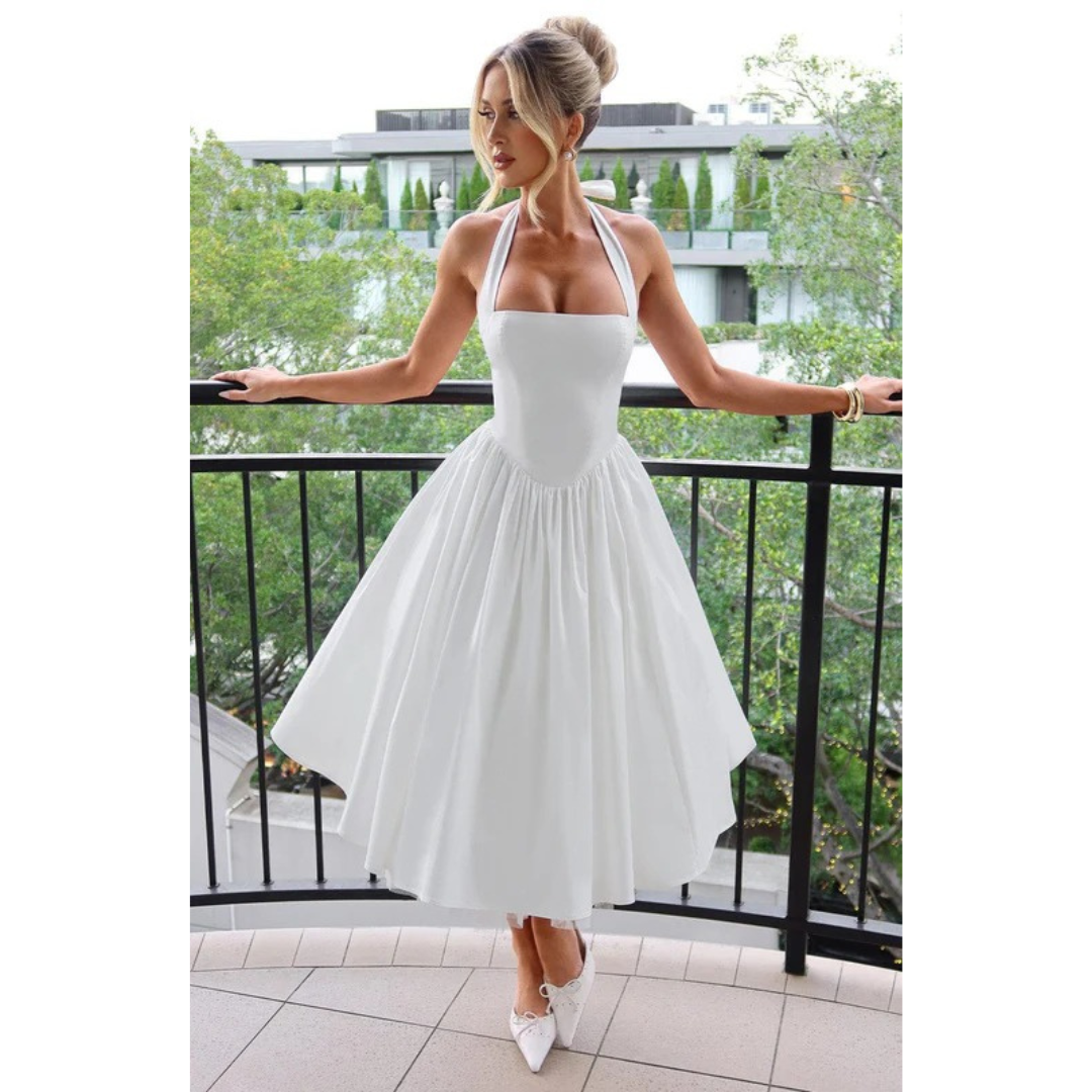Traudel | Damen Kleid Für Hochzeitsgast In Midi Länge Mit Neckholder